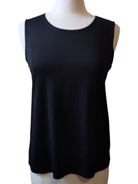 Chico's 2 Tank Top Stretchy Nylon Sleeveless Round-Neck Black Size L 12-14